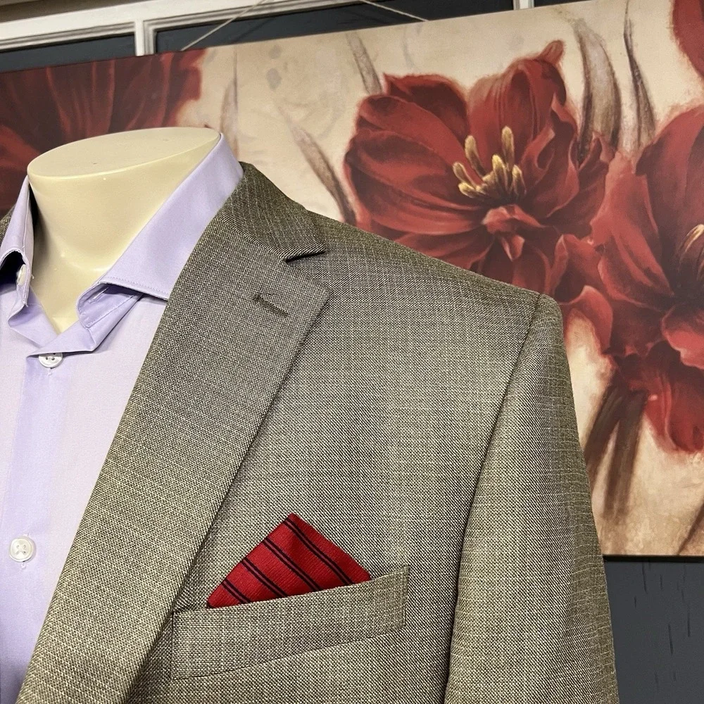 Lauren Ralph Lauren Silk Wool Blazer Jacket Sport Coat Mens 46R Olive/Khaki